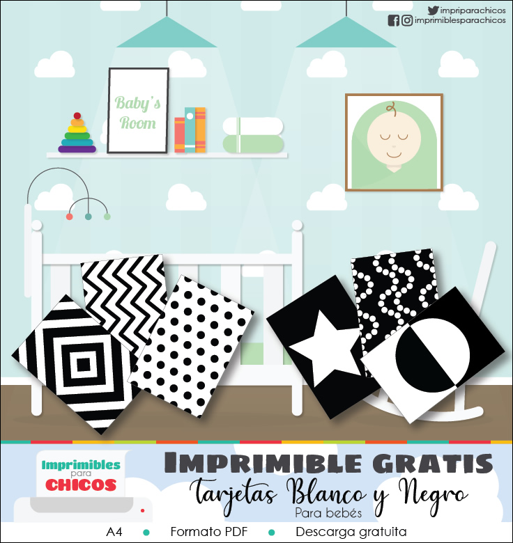 Tarjetas blanco y negro para bebes