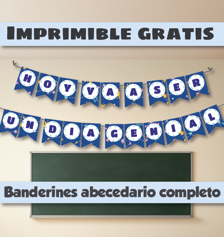Imprimible gratis - Banderines del abecedario diseño espacial
